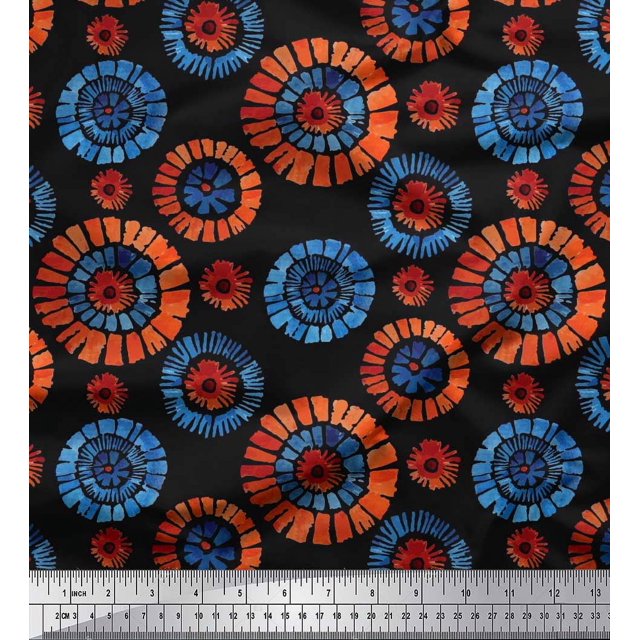 Soimoi polyester Crepe Fabric Brush Stroke Abstract Print Fabric by the Yard 42 Inch Wide