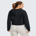 thumbnail image 2 of Sweat à Capuche Doublé de Polaire pour Femmes Pull Demi-Zip avec Trou pour le Pouce, 2 of 6