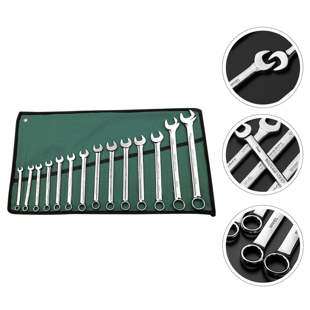Minkissy 14 Pcs Mechanic Tool Set Silver Adjustable for Home Repair