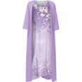 thumbnail image 3 of ORUYROP Robe en Chiffon pour Femmes Manches 3/4 Invité de Mariage Élégante Robe Fluide Longueur Genou Ensemble Deux Pièces Robe Formelle Vintage, 3 of 6