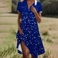 thumbnail image 2 of VEKDONE Robe Ample et Confortable pour Femmes à Pois, Col en V, Manches Courtes, Bleu G, 2 of 6