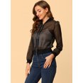 thumbnail image 4 of INSPIRE CHIC Blouson Bomber Léger Transparent à Fermeture Éclair à Manches Longues pour Femme TP Noir, 4 of 6