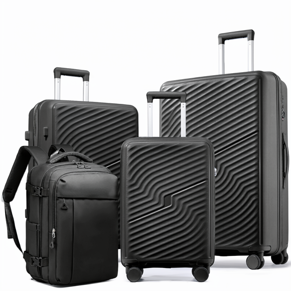 Joyway Ensemble de Bagages 3 Pcs / ABS Polycarbonate Léger et Durable / Roues Pivotantes Doubles 4x à 360° / Serrure Approuvée TSA / 3 Étiquettes Intelligentes GPS Mondiales / Conception Spacieuse / Poignée en Fer Rétractable