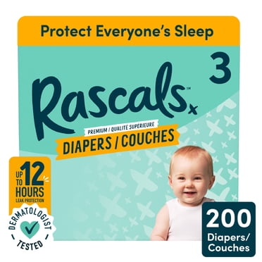 Couches Rascals Premium, Taille 3, 200 unités