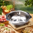thumbnail image 1 of Elodie Stainless Steel Divided Hot Pot Mandarin Duck Pot Round Hotpot Soup Cookware for M, 1 of 8