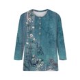 thumbnail image 2 of Innerwin Hauts Imprimé Floral T-Shirt Femme Col Rond Ample Bleu Ciel 2TG, 2 of 4