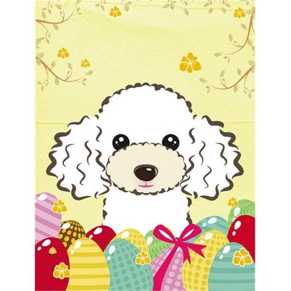Carolines Treasures BB1939CHF White Poodle Chasse aux Oeufs de Pâques Drapeau de Maison en Toile
