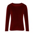 thumbnail image 4 of Jsaierl Chemisier en Velours Doré pour Femmes à Manches Longues, Chemise Habillée pour Soirée Élégante, Tunique Décontractée à Col Rond, 4 of 6