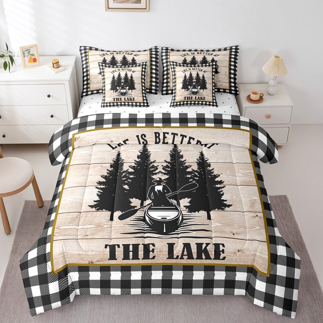 YST Lake House Comforter Sets with Sheets 7-Piece, Polyester, Full, 7 Count