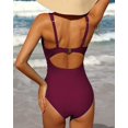 thumbnail image 3 of Charmo Womens V Neck One Piece Swimsuit High Cut Backless Cut Out Bathing Suits Swimwear, 3 of 5