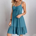 thumbnail image 2 of Kyusrd Robes d'Été à Bretelles pour Femmes 2025 Sans Manches à Col en V Mini Robe Chemise Décontractée Taille Haute Plissée Bohème à Volants Ligne A Robes d'Été, 2 of 9