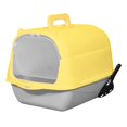 thumbnail image 3 of lionlar Hooded Cat Litter Box Fully Enclosed Cat Toilet Portable with Front Door Kitten Handheld Gray Yellow, 3 of 9