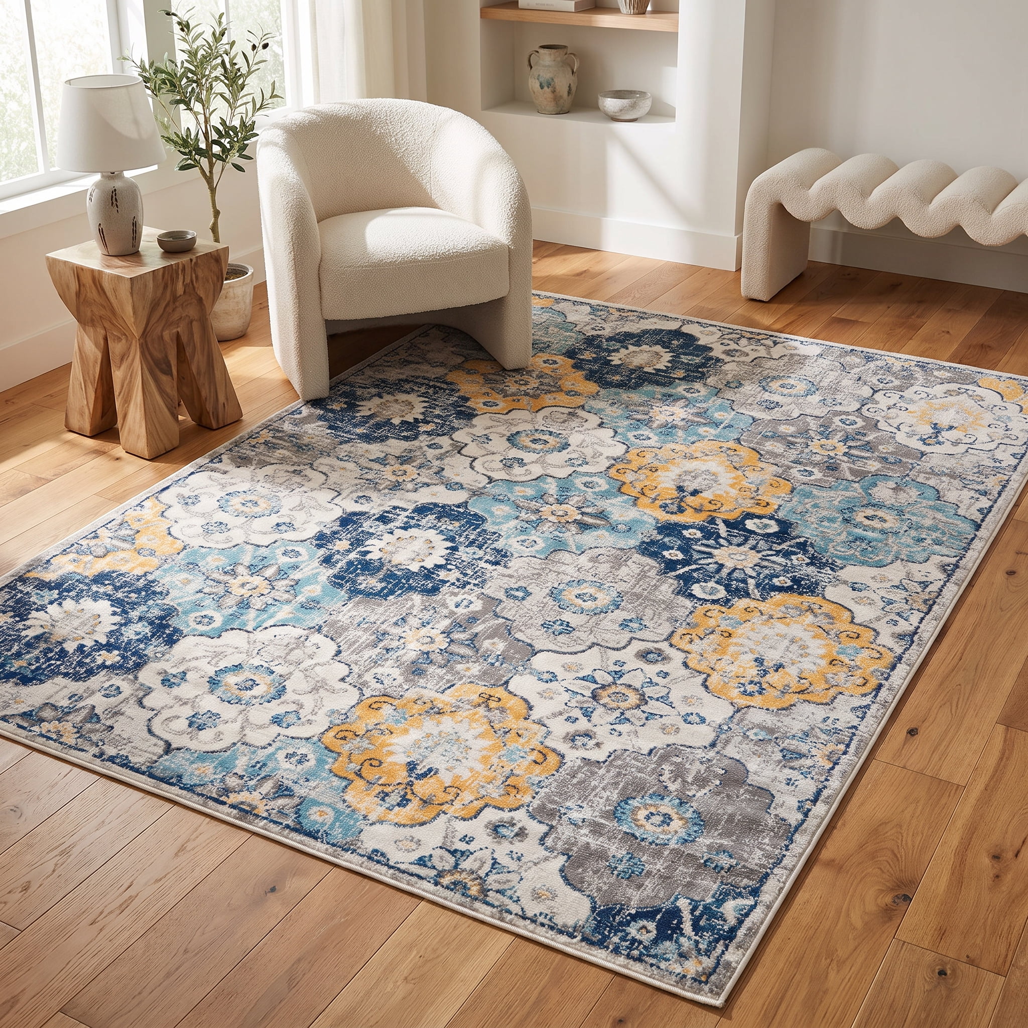 Tapis floral moderne de la collection Savannah Rug Branch