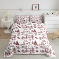 thumbnail image 1 of YST Ensemble de Couette Réversible Rouge de Noël Format Grand Lit, Ensemble de Literie Motif Arbre de Noël Snowman pour Enfants Garçons Filles, Ensembles de Couette de Noël, Insert de Couette Village d'Hiver, 1 of 7
