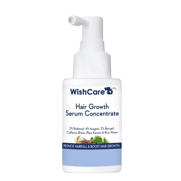 WishCare Hair Growth Serum Concentrate - 3% Redensyl, 4% Anagain, 2% Baicapil, Caffeine, Biotin, Plant Keratin & Rice Water - Hair Growth Serum for Men & Women