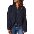 thumbnail image 2 of IMENGL Knit long sleeve 1/4 zip pullover turtleneck sweater, Black 2XL, Size M-2XL, 2 of 7