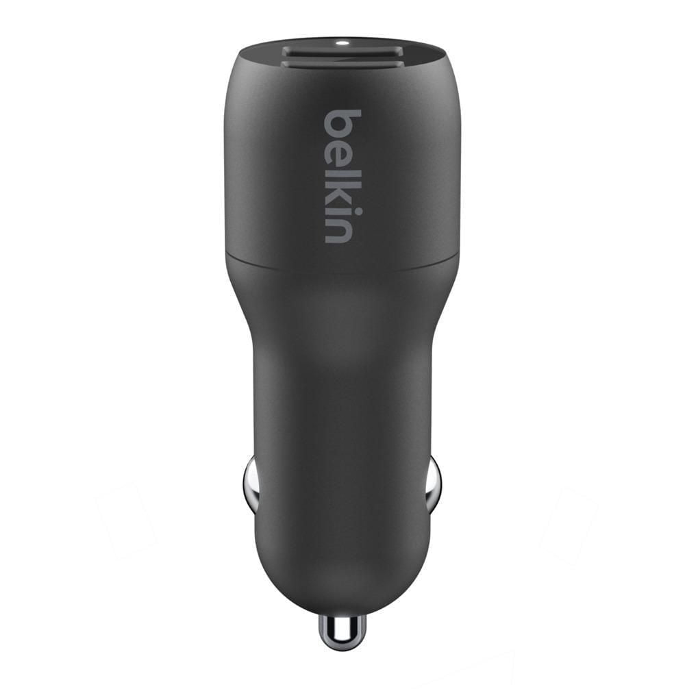Chargeur de voiture double USB-A 24 W BOOST↑CHARGE™ <br>+ Câble Lightning vers USB-A