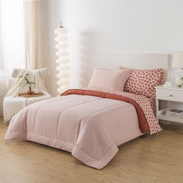 Mainstays all in one reversible comforter and sheet Set, 5piece, Twinxl, Pink Blush