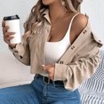 thumbnail image 4 of Lovzfmll Vestes d'Automne pour Femmes, Veste à Col Cranté de Couleur Unie, Bomber à Coupe Ample à Col Rond, Vêtements d'Automne, 4 of 8