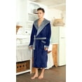 thumbnail image 2 of U2SKIIN Mens Fleece Robe with Hood, Mid Length Plush Shawl Collar Two Tone Bathrobe,(Navy/Light Grey,L-XL), 2 of 5