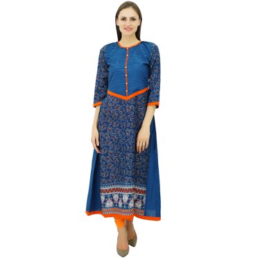Bimba Kurta en Coton pour Femme, Kurti de Designer Ligne A, Manches 3/4, Tunique Formelle Décontractée, Couture Personnalisée, Vêtement