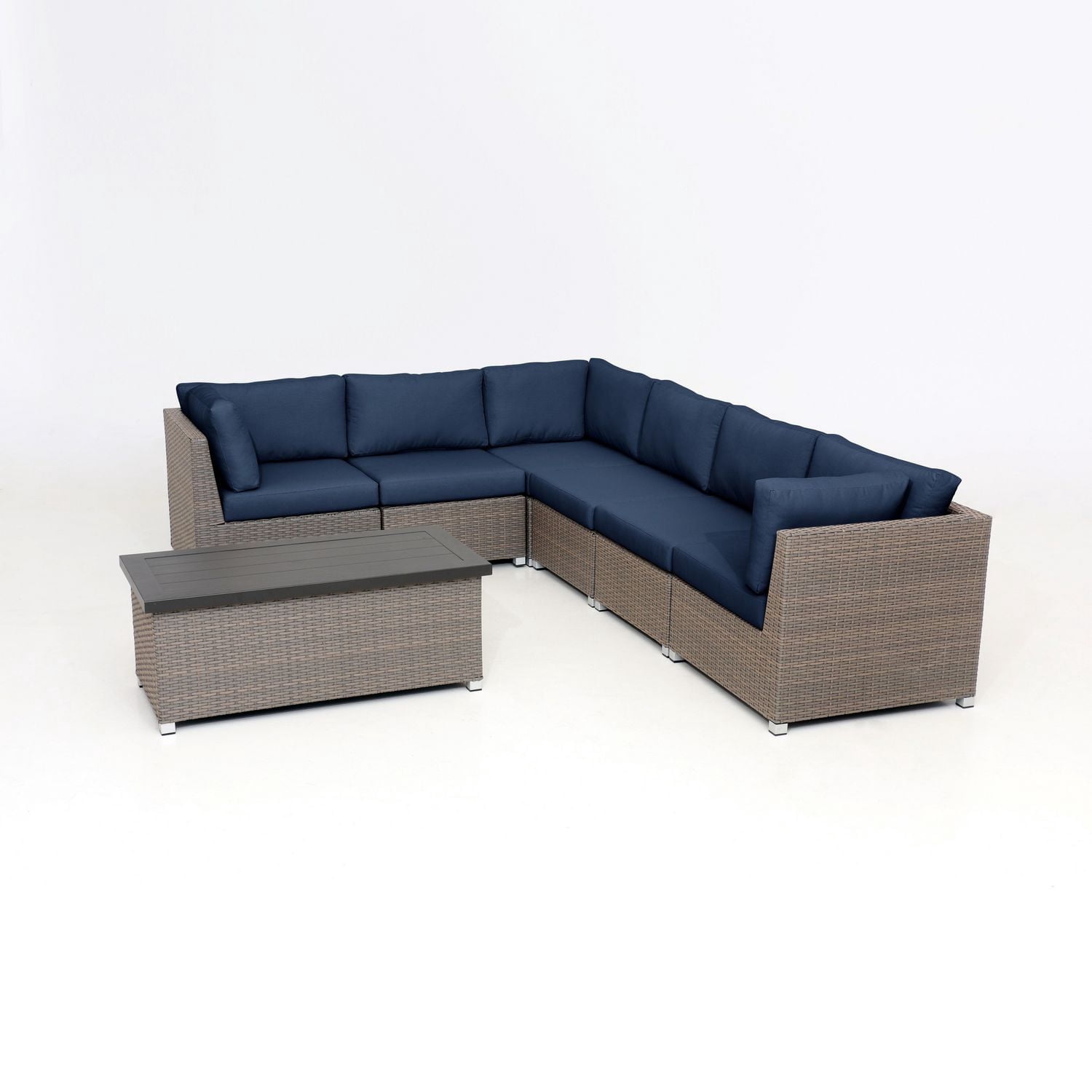 Chambers Bay Collection Ensemble de conversation de patio en aluminium 7 pièces avec coussins bleu marine