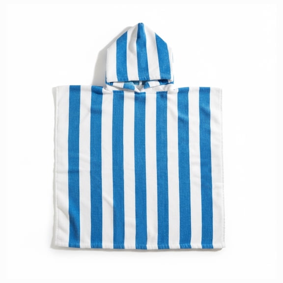 Mainstays Kids Reversible Hooded Towel, Blue Stripe, 1 Piece, 24" x 48"