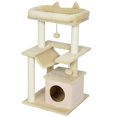 thumbnail image 1 of Beige Multi-Level Cat Tree Tower with Condo, Hammock & Scratching Post - 35.5" Activity Center for Indoor Kittens & Small Cats, 1 of 7