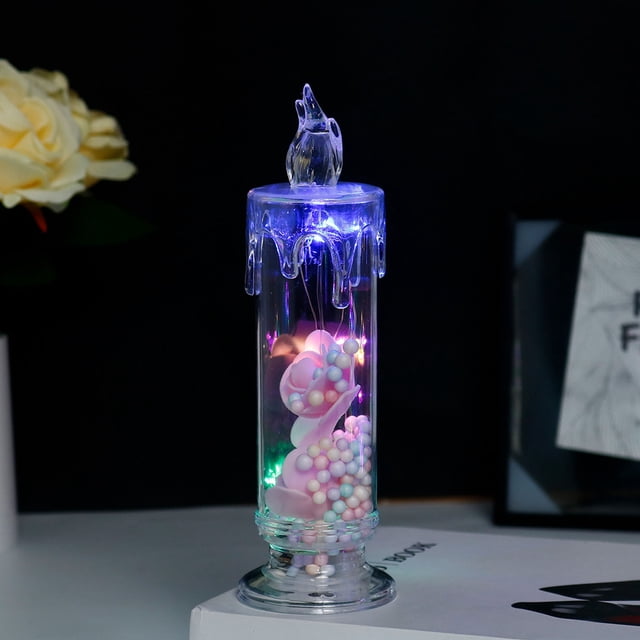LED Simulation Electronic Candle Ins Transparent Rose Small Night Light Bedroom Bedside Girl Heart Decoration Decorations