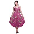 thumbnail image 1 of Bimba Robe Midi d'Été Imprimée à Fleurs pour Femmes Col en V Tenue de Vacances - Grande Taille, 1 of 1