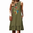 thumbnail image 1 of Ovzne Robes d'Été pour Femmes 2025 Robe Femmes Mode Femmes Imprimé Col Rond Sans Manches Poche Jupe Plissée Robe à Empiècements Robe de Printemps Imprimée Liquidation, 1 of 6