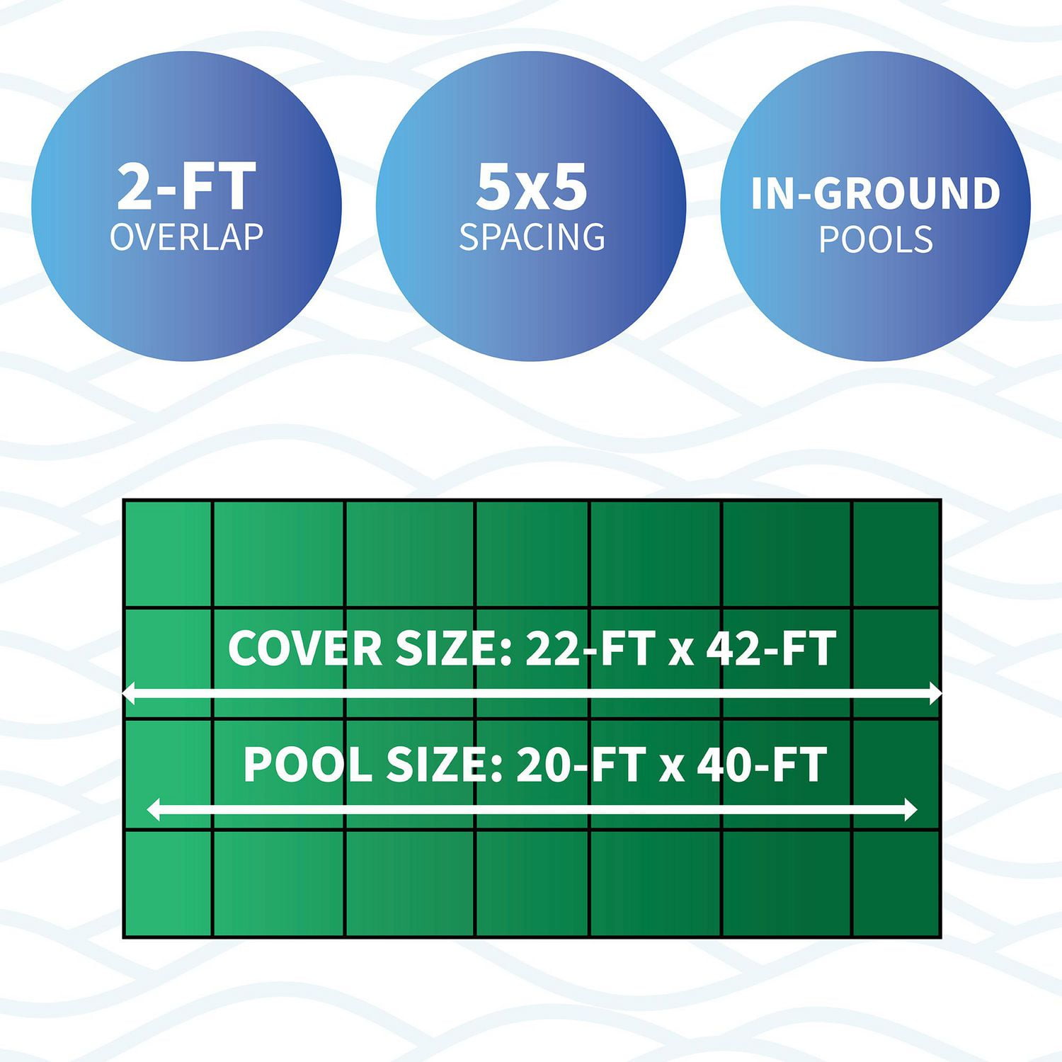 Dirt Defender Couvre-piscine rectangulaire pour piscine creusée, 20 x 40 pi