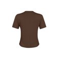 thumbnail image 4 of Wangsaura Womens Crewneck Short Sleeve Ribbed T-Shirt Slim Fit Tops Solid Basic Tee, 4 of 7