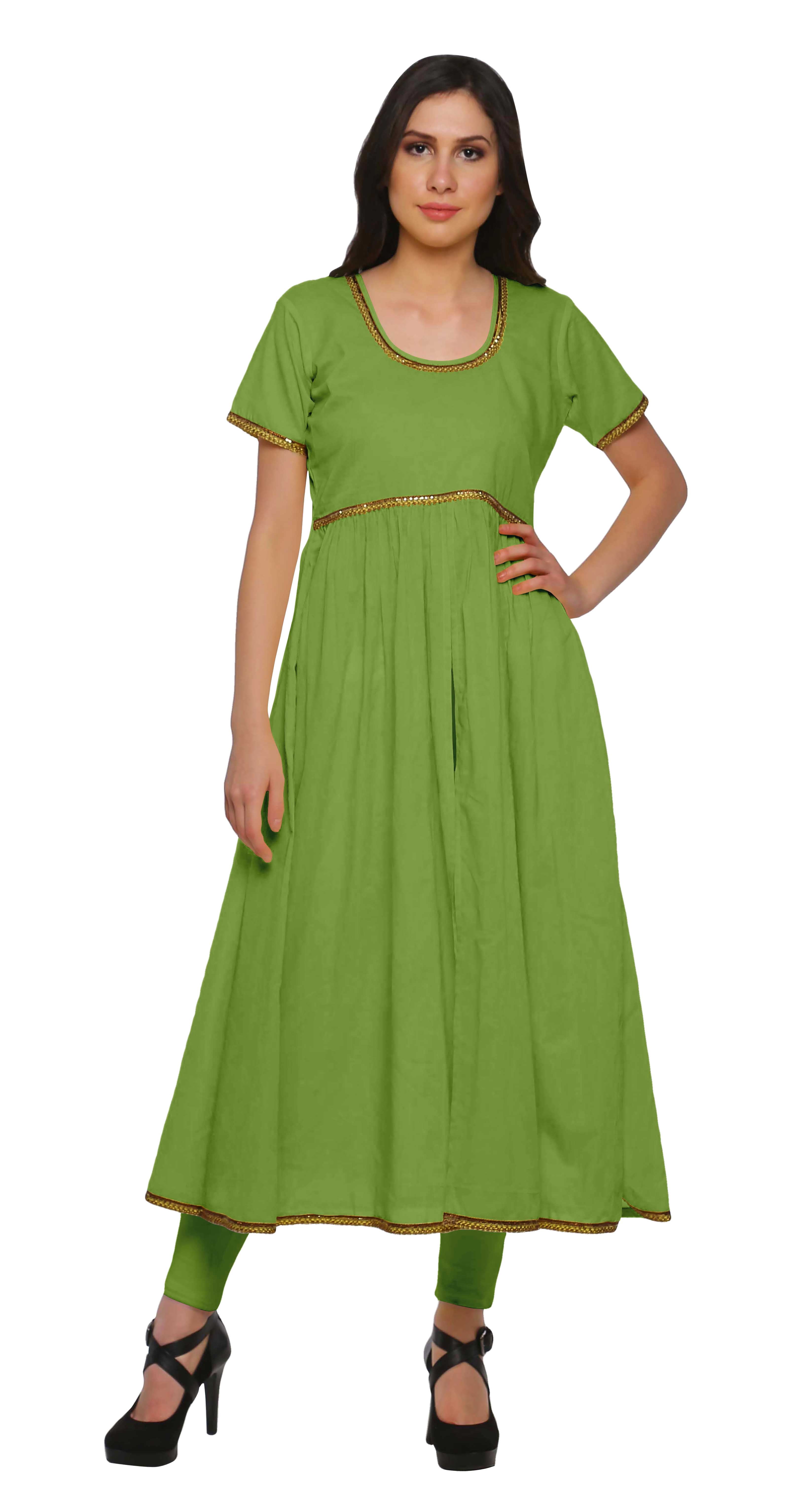 Moomaya Indian Women Cotton Front Slit Kurtis Solid Bollywood Designer Kurti