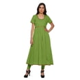 thumbnail image 1 of Moomaya Robe en Coton pour Femmes Décontractée d'Été à Fente avant Unie à Manches Courtes Kurta, 1 of 6