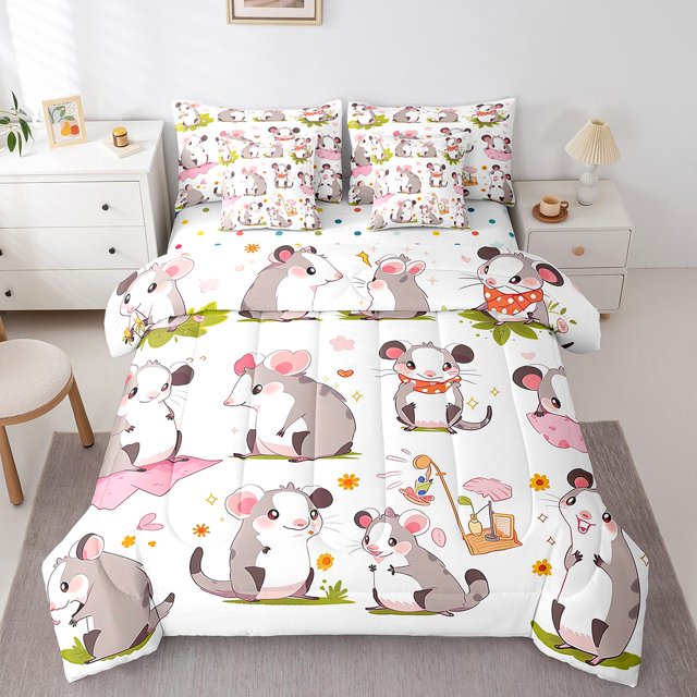 YST Mignon Opossum Ensemble de Douillette 7 Pcs, Thème Animal, Grand Lit