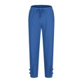 thumbnail image 3 of FAIWAD Men's Linen Capri Pants Elastic Waist Lightweight Straight Pants Loose Drawstring Casual Trousers, 3 of 5