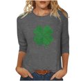 thumbnail image 2 of Meichang T-Shirt de la Saint-Patrick pour Femmes, Imprimé Trèfle Vert, Manches 3/4, Col Rond, Printemps, 2 of 5