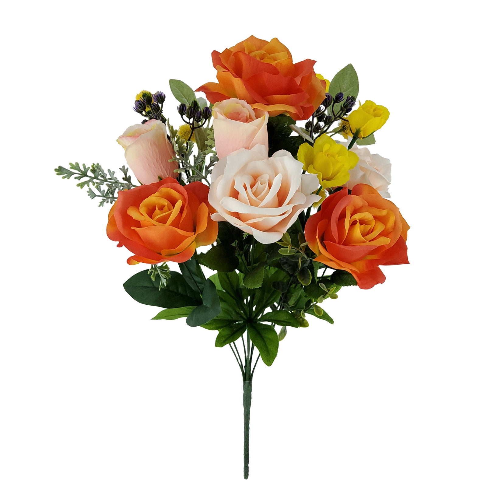 Mainstays Bouquet mixte de Rose artificielle d’intérieur, couleur corail, hauteur assemblée: 54.61cm
