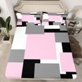thumbnail image 2 of Erosebridal Geometric Sheet Set Twin, Square Rectangle Bedding Sets Twin Size, Abstract Stripe Decor 3pcs, 2 of 7