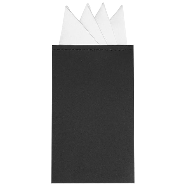 INSPIRE CHIC Men's Pocket Squares PreFolded Triangles On Card Suit Handkerchief in white, crafted from soft polyester and backed by a sleek black cardboard base. Designed for men's accessories, this pre-folded pocket square fits suit or jacket pockets effortlessly, ideal for formal events like weddings or casual gatherings.