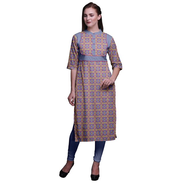 Bimba Kurta Santoon en Viscose Tunique d'Été Imprimée Kurtis Droite pour Femmes