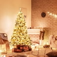 thumbnail image 3 of Gymax 6 FT Pre-Lit Christmas Tree Snow Flocked Hinged Pine Tree w/ Metal Stand, 3 of 10
