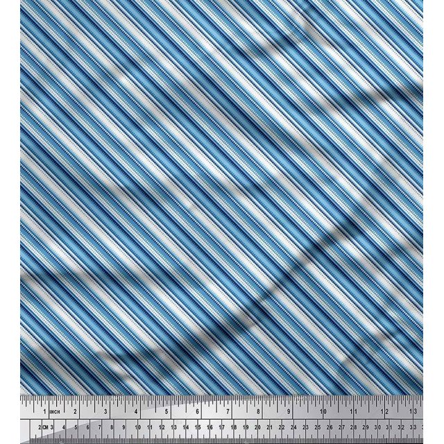 Soimoi Poly Georgette Fabric Diagonal Stripe Print Fabric by Yard 52 Inch Wide