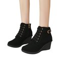 thumbnail image 4 of Cameland Women's New Plus-size Solid Color Wedge And Fish Mouth Booster Platform Ankle Boots, 4 of 7