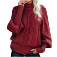 thumbnail image 1 of CEHVOM Femmes Uni Aguichant Uni Col Rond Décontracté Mi-Haut Tricot Torsadé Chandail Chandail Blouse, 1 of 6