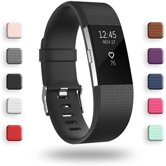 Replacement Bands Compatible for Fitbit Charge 2, Classic & Special Edition Adjustable Sport Wristbands(Black,L)
