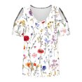 thumbnail image 4 of Soki Blouses pour Femmes à Épaules Dénudées Tee Liquidation Manches Courtes Col en V Hauts à la Mode, 4 of 6