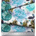 thumbnail image 3 of Soimoi Polyester Crepe Fabric Parrot,Pomegranate & Rose Flower Fabric Prints by Yard 52 Inch Wide, 3 of 3