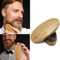 thumbnail image 2 of Brosse à Barbe et Moustache pour Hommes en Poils de Sanglier, Dure, Ronde, Manche en Bois, Outil de Style, 2 of 9